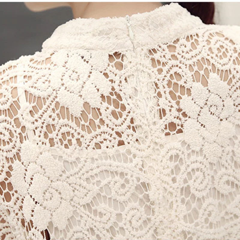 Лето Женская Кружева Холлоу Свободные Dress Casual Sweet Шеи O Пуловеры Three Четверти Рукав Две штуки Дамы Белый Черный Платья