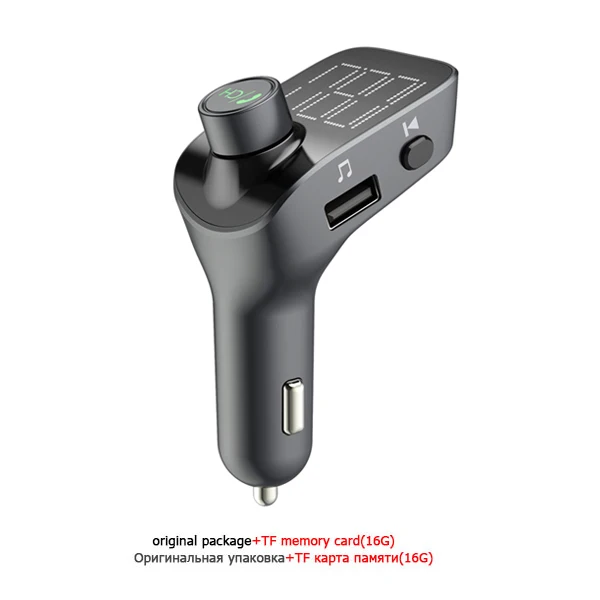 With 16G TF Card ANLUD Bluetooth 5,0 fm-передатчик комплект беспроводной связи Bluetooth для автомобиля mp3 плеер уникальный дисплей экран Aux модулятор Handfree - Название цвета: With 16G TF Card