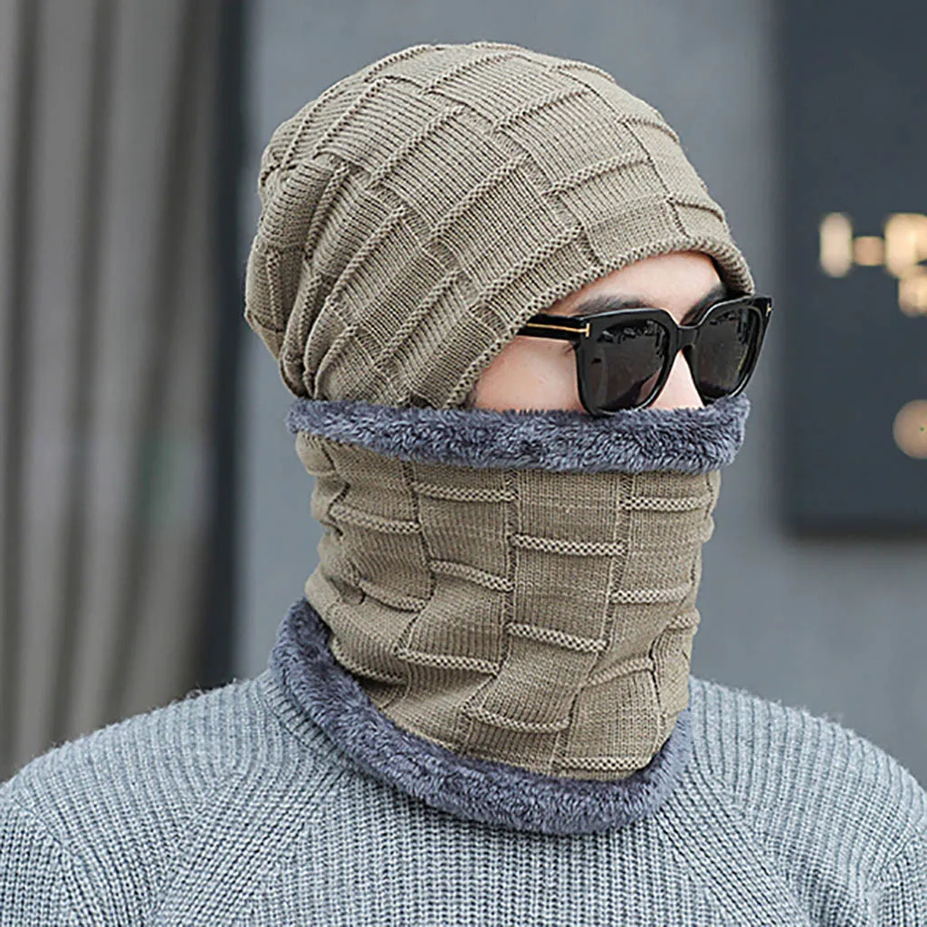 Зимние наушники для взрослых женщин и мужчин вязаная однотонная шляпа шарф