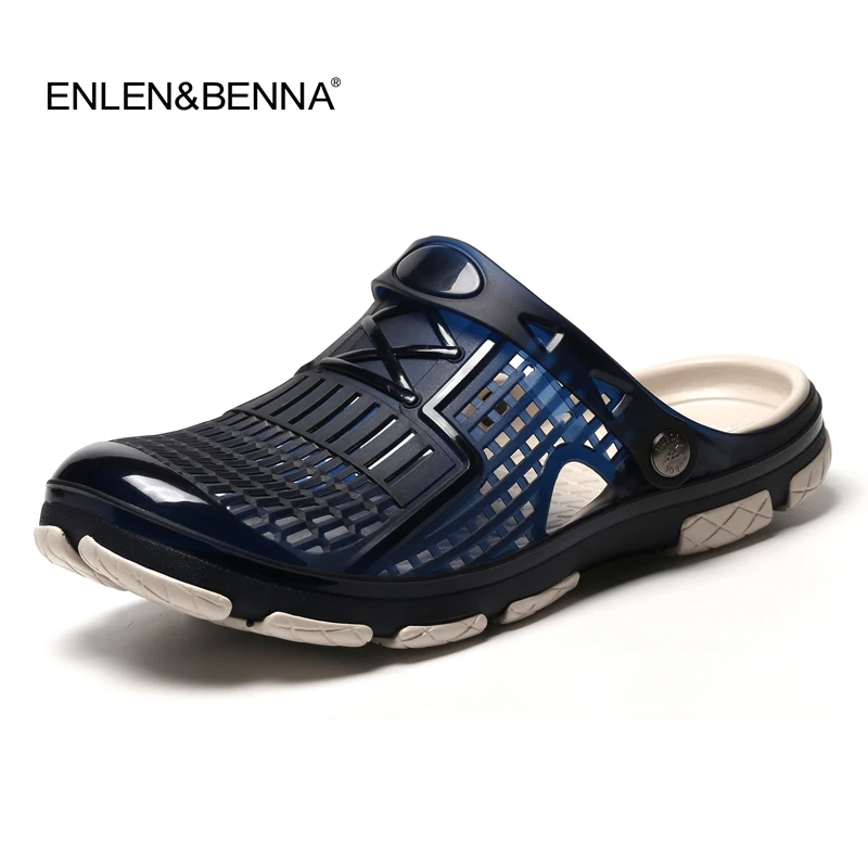 Мужские уличные пляжные сандалии черные повседневные шлепанцы для воды лета