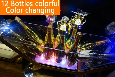 12 bottles colorful Гигантский светодиодный ведерко для льда/6-12 Bott светодиодный Ведерко для шампанского/зарядка меняющий цвет охладитель для вина/бар/Свадебные/вечерние держатели для пива - Цвет: 12 bottles colorful