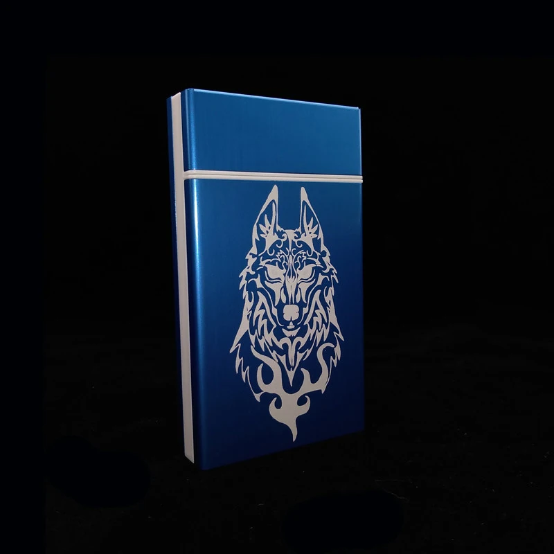 Серый Чехол для сигарет Wolf Tattoo Laifu из алюминиевого сплава и пластика, Ультратонкий чехол для сигарета Wolf 100 S, тонкая сигарета, коробка с лазерной гравировкой, подарок для друга - Цвет: Серый