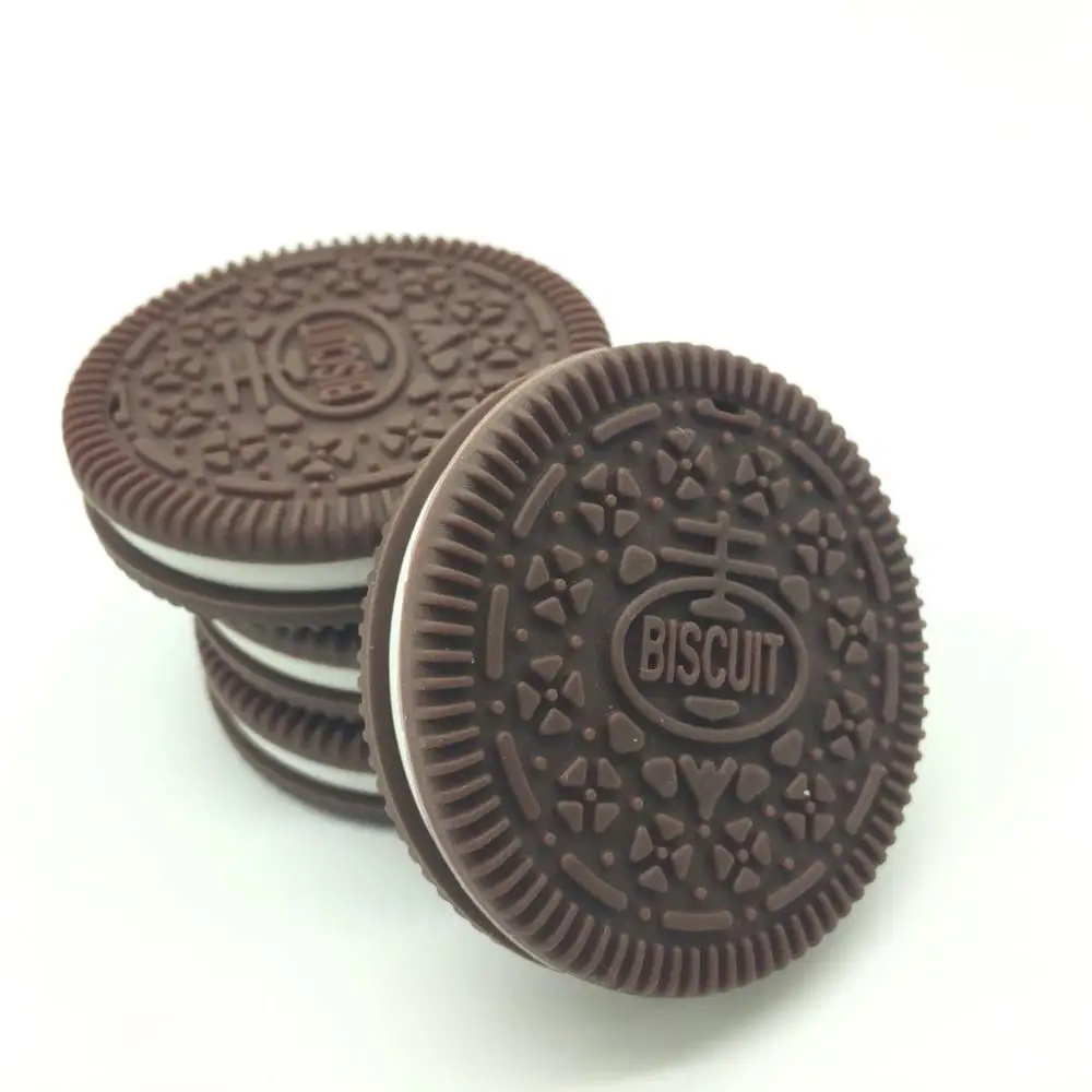 Brown 5 шт. Печенье Oreo бусины силиконовые подвески формы печенья Прорезыватель кулоны еда без бисфенола-а класса печенья пончик Битер Игрушки для малышей - Окраска металла: Brown