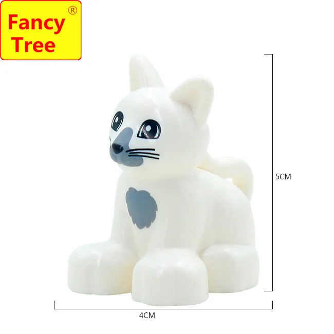 white cat Совместимые с Duplo Основные строительные блоки с крупными частицами аксессуары животные зоопарк утка овца кошка корова свинья лошадь игрушки подарочные кубики - Цвет: white cat