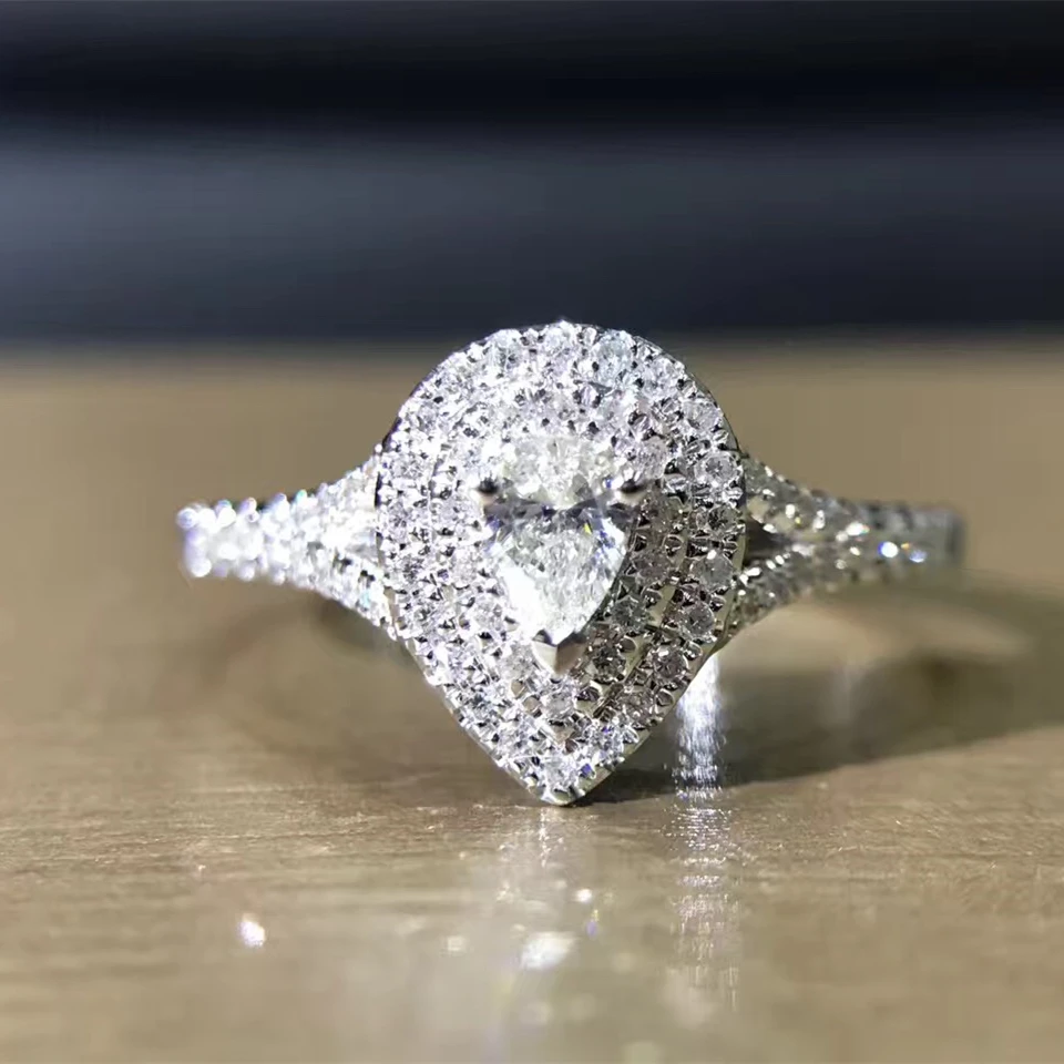 Кольцо для помолвки обручальное кольцо с натуральным бриллиантом 18 К белое