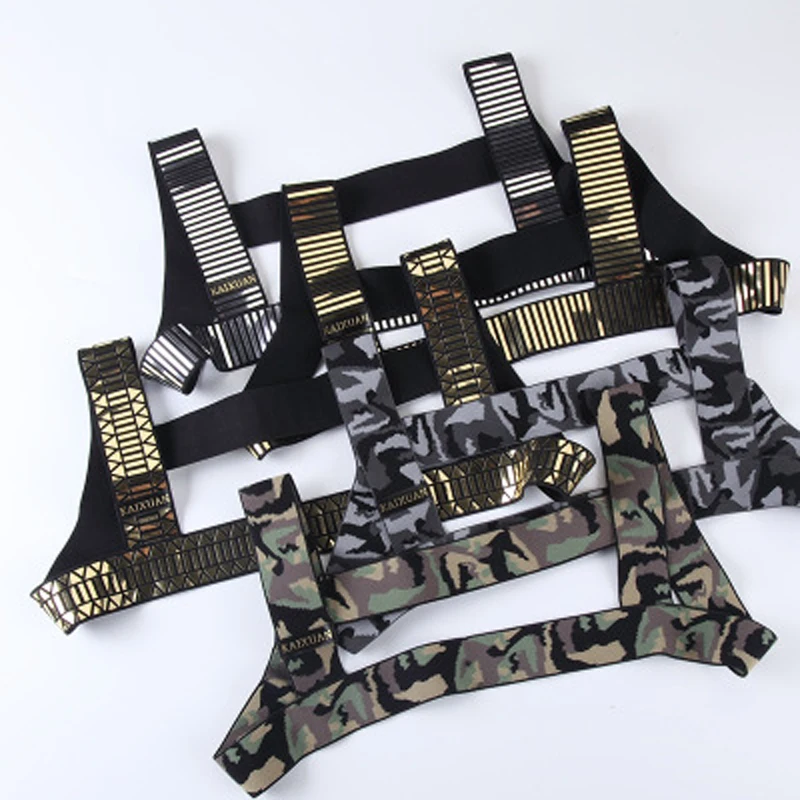 Men's Nylon Camouflage Rivet Chest Body Harness Belt Straps Club Wear Costume Lingerie Sexy Night Man Performance | Тематическая