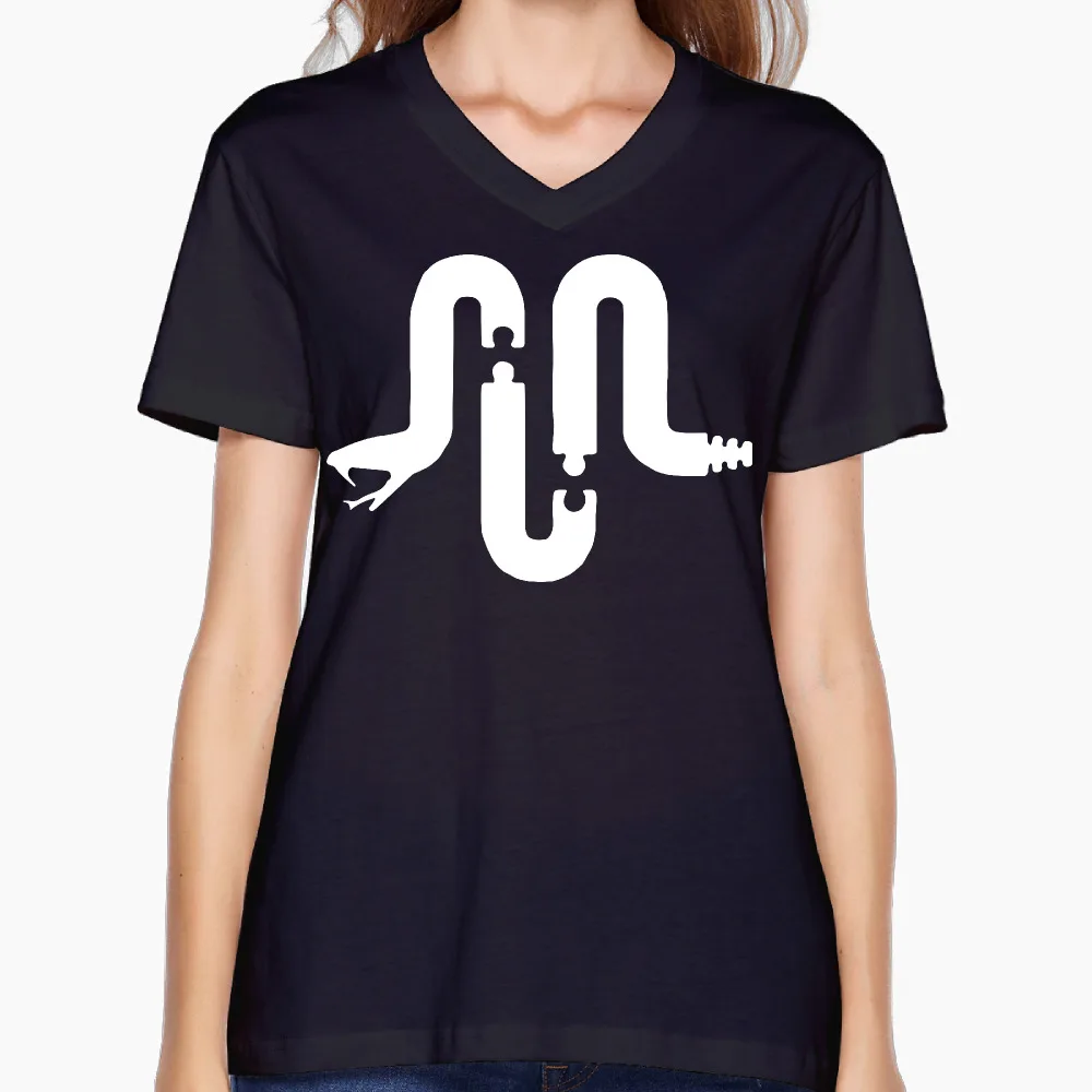 2017 Unorganized Militia Printing Women V-Neck Tee Cool Cartoon Customized Casual Dance | Женская одежда