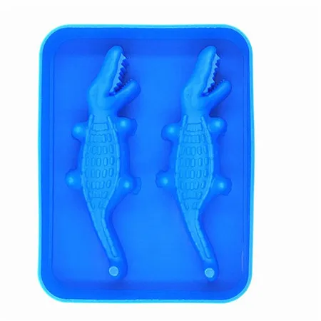 sky blue 1 шт. двойной крокодил Слот лоток для льда производитель Лето бар форма для пудинга, желе пластины животных льда формы# B15 - Цвет: sky blue
