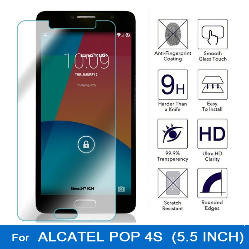 9D 2.5D Премиум Закаленное стекло для alcatel pop 4s Защитная пленка экрана ЖК one touch 5095 k 5095y