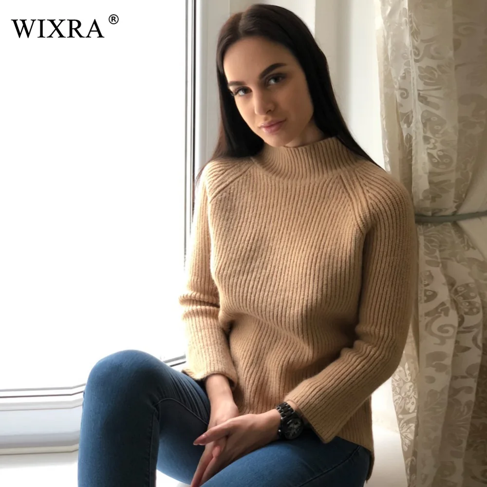 Женский базовый пуловер Wixra весенний свободный свитер с высоким воротником и
