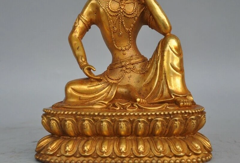 Тибетский буддизм бронзовый позолоченный сидячий Лотос тара Кван-Инь богиня