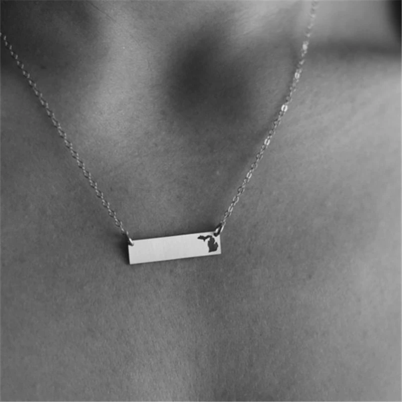 Love Michigan массивное ожерелье 2016 Мичиган состояние Карта Ожерелье &amp Кулон Bijoux Femme