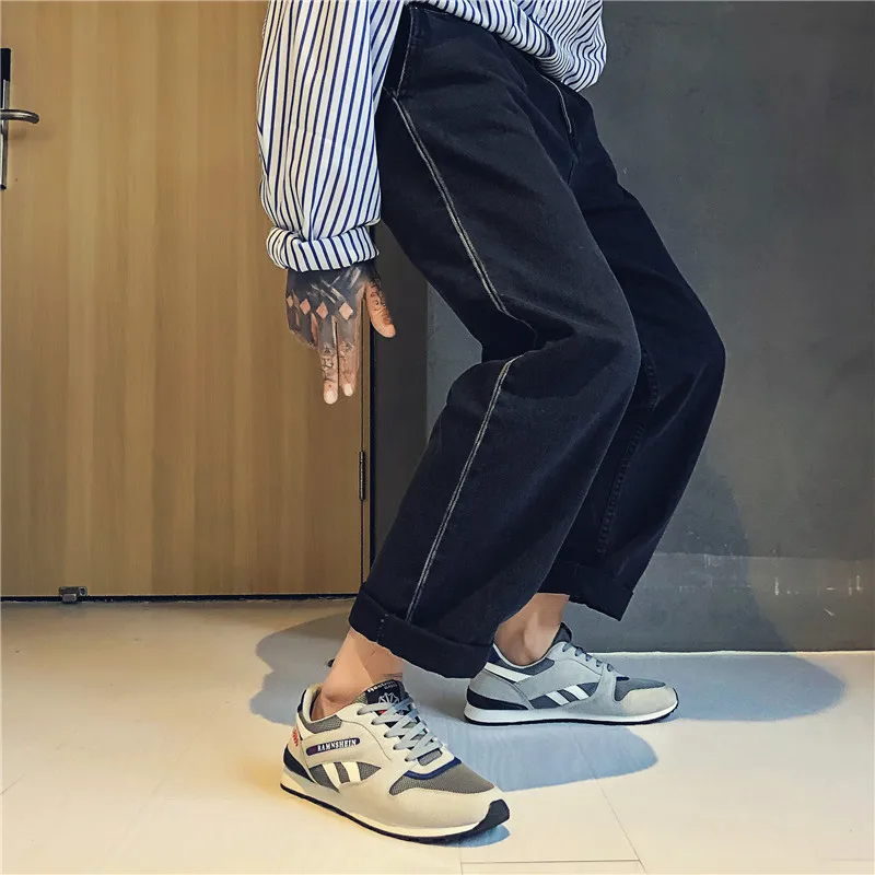 2019 men's casual shoes sneakers breathable Zapatillas Hombre fashion black gray jogging zapatos | Обувь