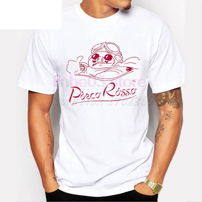 Азиатский размер животных красная свинья мультфильм печатных Мужская футболка