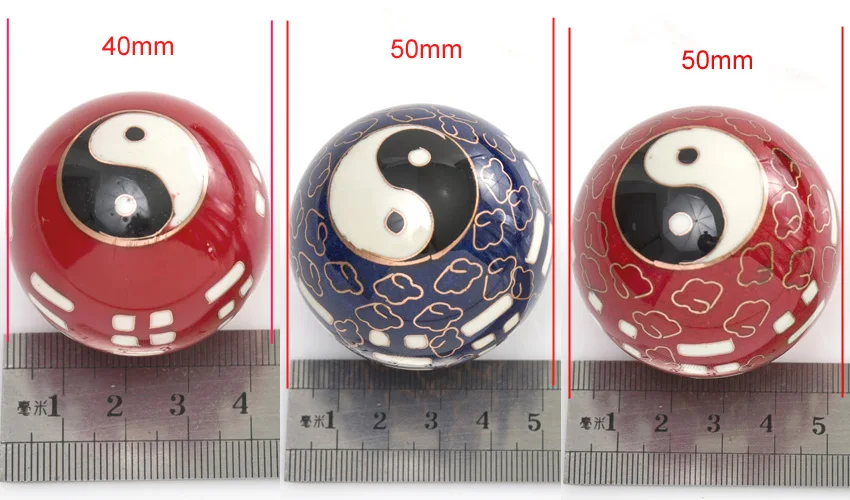 50 мм 40 мм китайские шарики baoding, перегородчатая Taichi дизайн в разных цветах. Chiming Фитнес мяч. Домашний подарок. Бумажная коробка