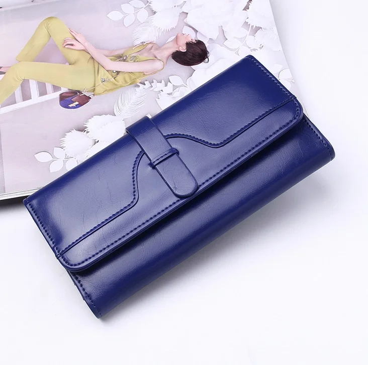 Винтажный кошелек из 2018 вощеной кожи Женский брендовый Длинный для телефона карт