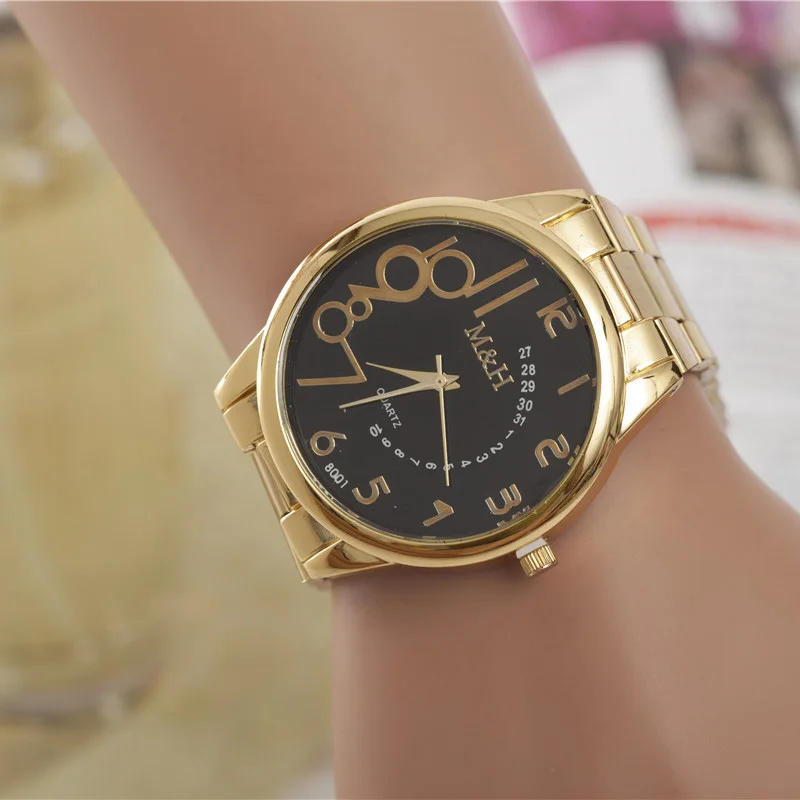 Лидер продаж модные наручные часы золотые из легированной стали мужские