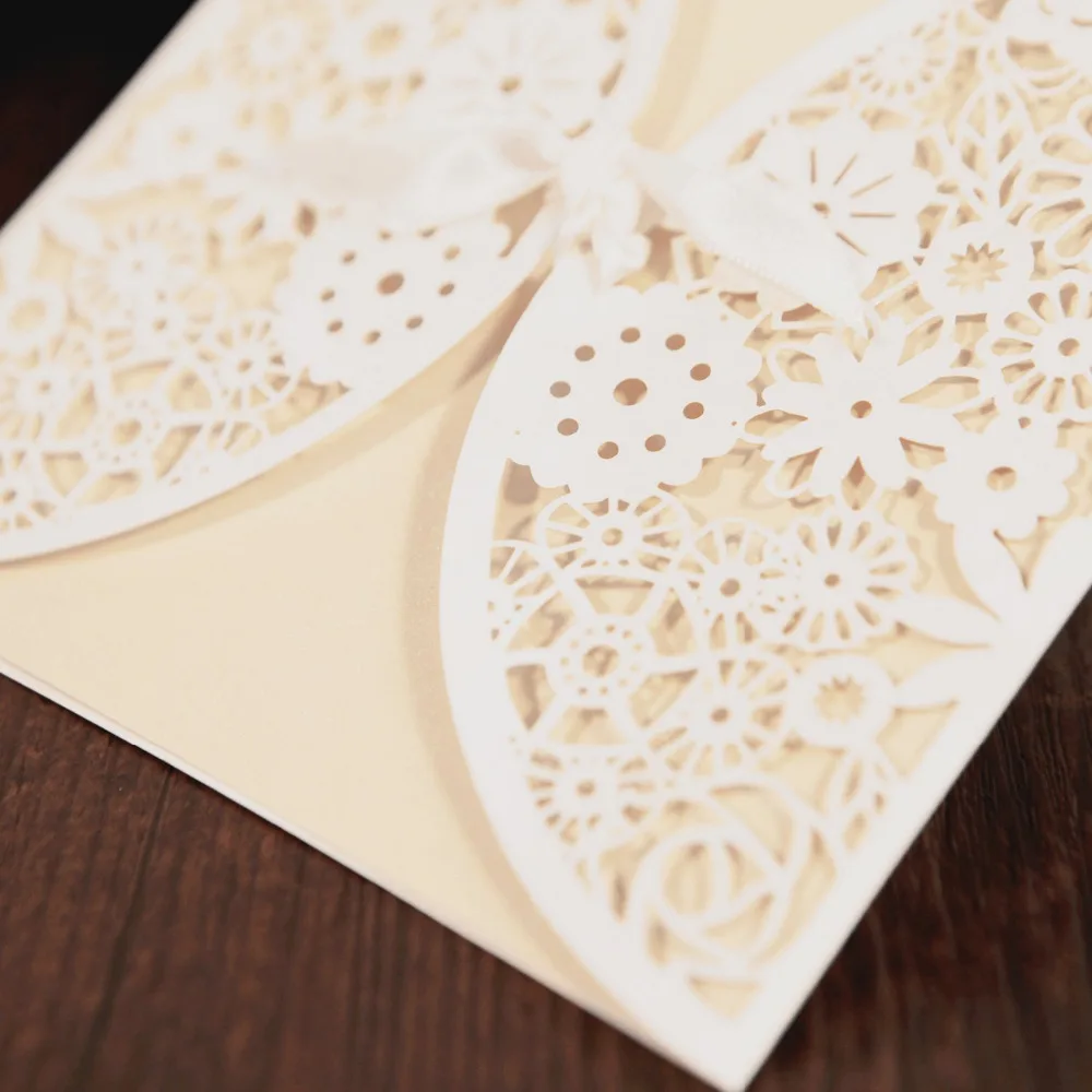 KAZIPA 25 шт набор лазерная резка Пригласительные открытки кружева Lasercut приглашений