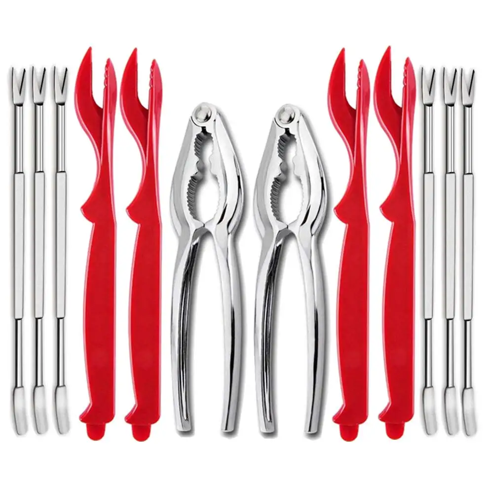

12Pcs Seafood Cracker Tools Set Plastic For Crab Lobster Fork Useful Utensils Home Kitchen Seafood Tool Accessories