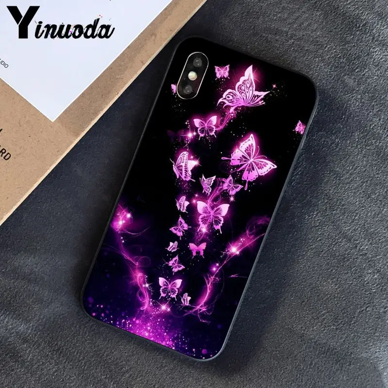 Yinuoda бабочка окрашенный чехол для телефона iPhone 6S 6plus 7 7plus 8 8Plus X Xs MAX 5 5S XR 11 pro max |