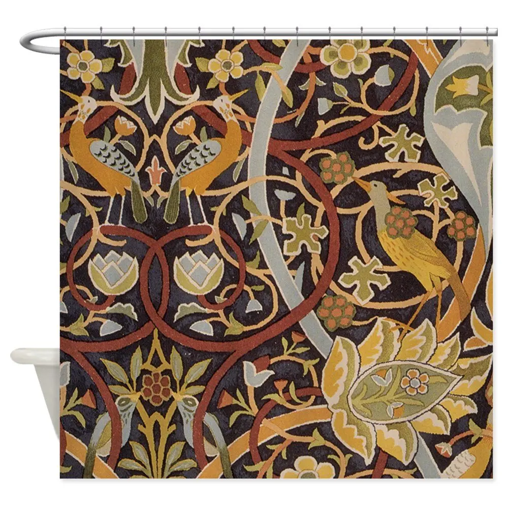 William Morris Bullerswood Decorative Fabric Shower Curtain With 12 Hooks Bathroom Decor Wholesale Dropshipping | Дом и сад