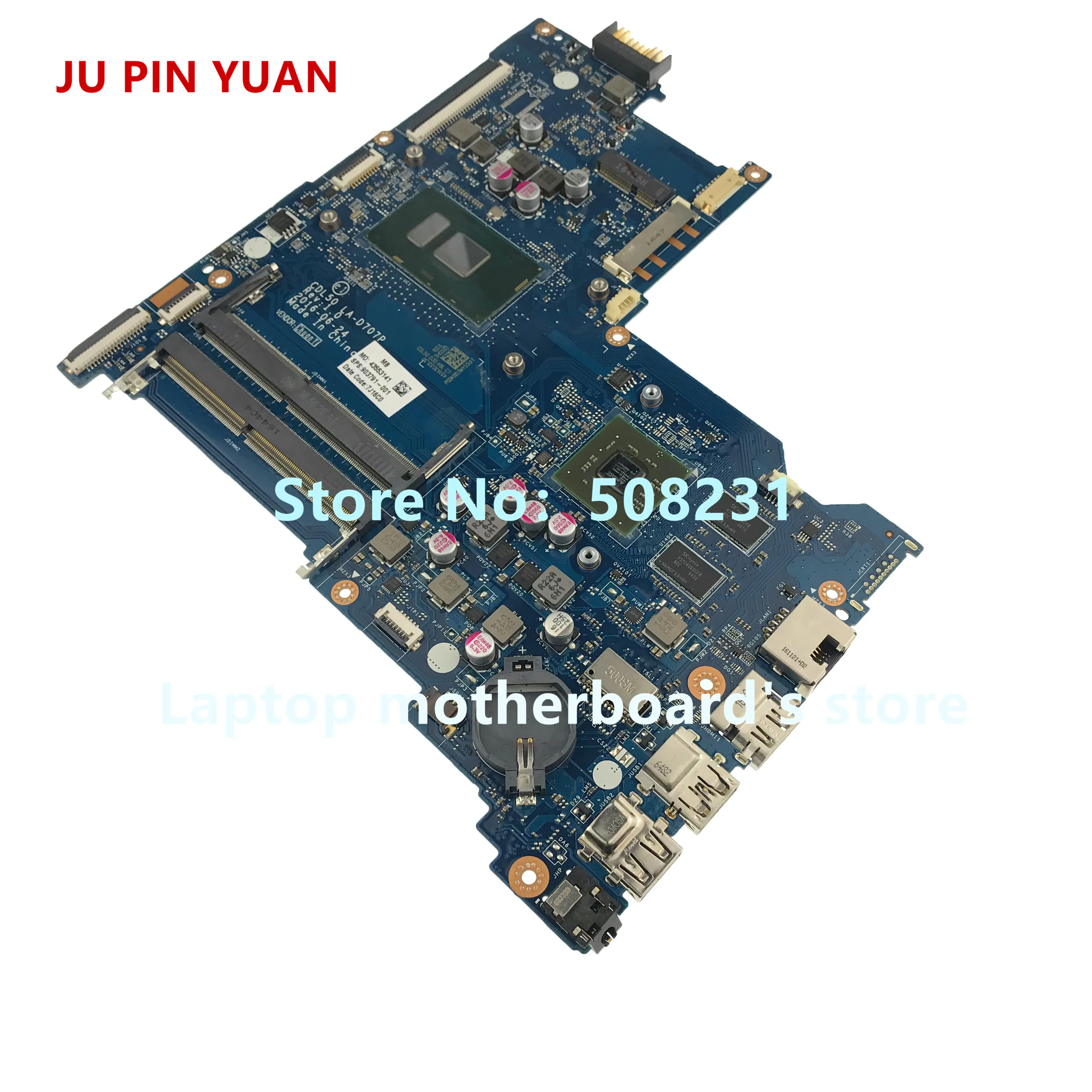 Ju pin yuan 915468-601 915468-001 аккумулятор большой емкости DAG37DMBAD0 материнская плата для ноутбука для женщин, hp ноутбук 17-W 17-AB Тетрадь ПК 1050 2 Гб i5-7300