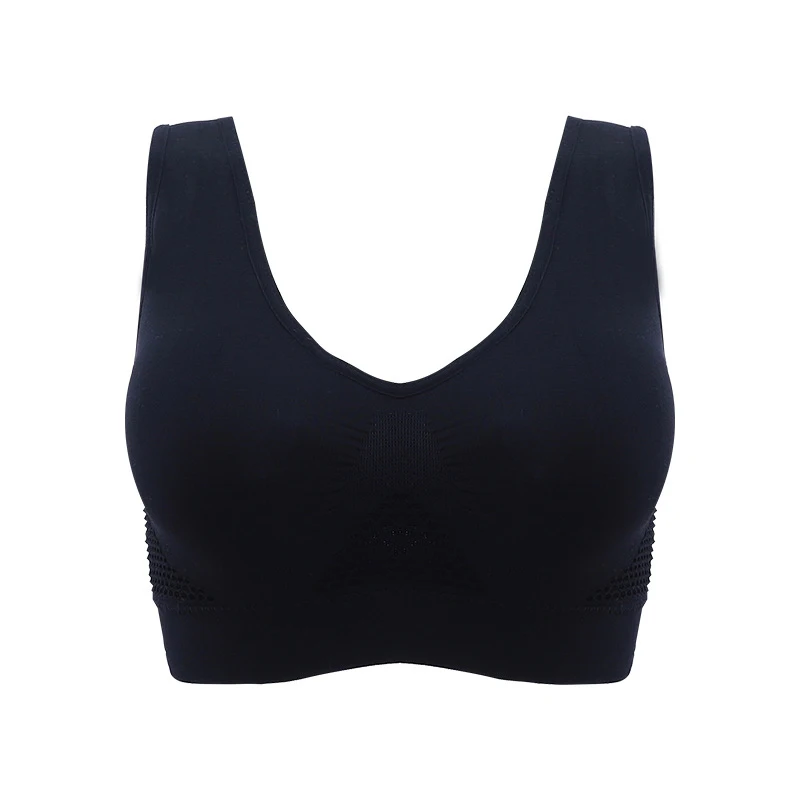 Black S-XXXL, дышащие спортивные бюстгальтеры, женские, с полой подкладкой, спортивный бюстгальтер, топ размера плюс, для спортзала, бега, фитнеса, йоги, спортивные топы - Цвет: Black
