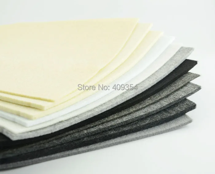 free shipping 11 PCS white black series 30CMX30CM 2MM 4MM 5MM thick Polyester felt fabric pack pre cut nonwoven DIY Craft Cloth|cloth diaper