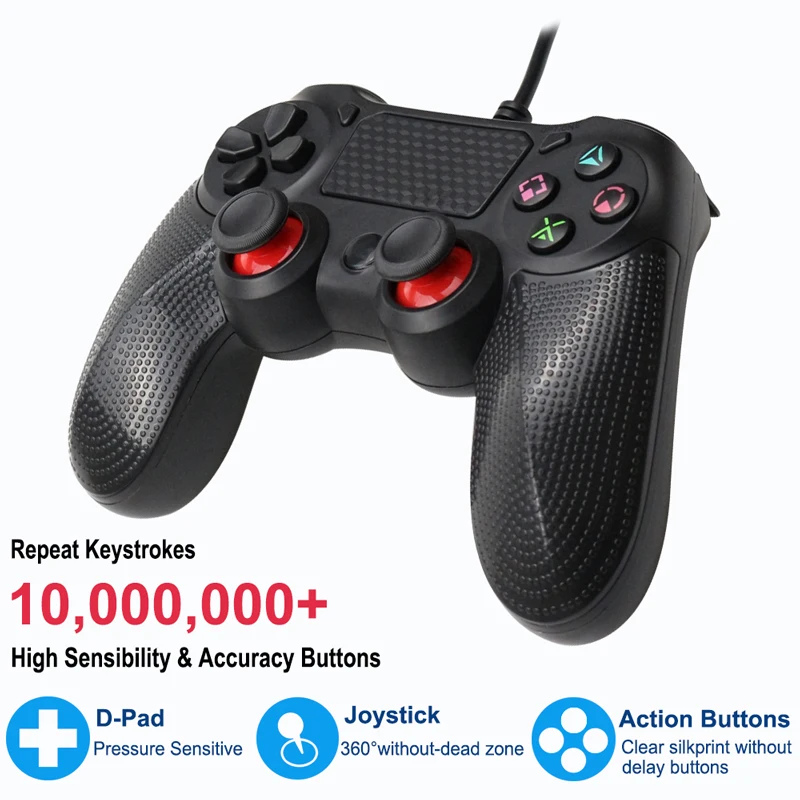 Проводной USB контроллер для консоли PS4 с кабелем 2,2 м для консоли PS3 для Playstation для Dualshock 4 Вибрационный геймпад