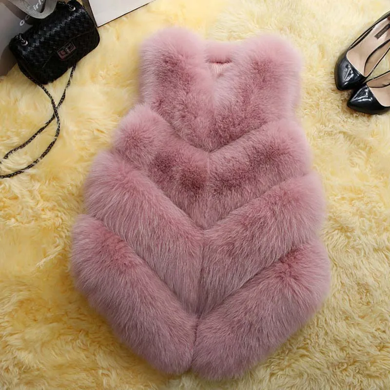 pink Новинка, модное меховое пальто для женщин, плюс размер, искусственный меховой жилет короткая куртка, меховой жилет, пальто, куртка для женщин - Цвет: pink