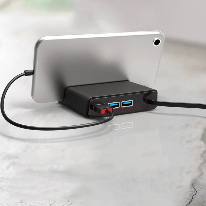 2 в 1 Беспроводное зарядное устройство QI Быстрая зарядка Настольный 3 USB держатель