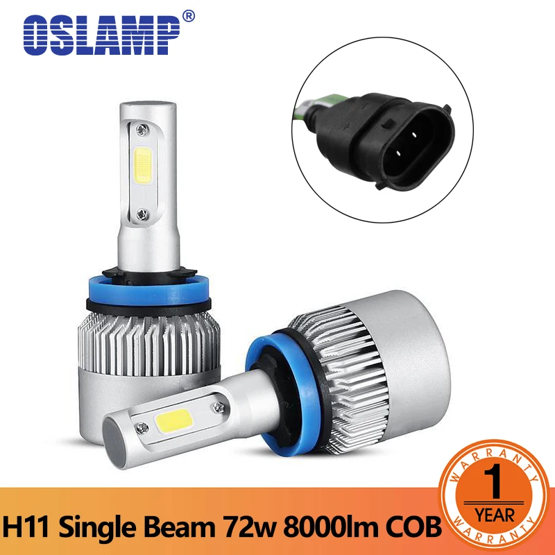 Oslamp S2 серия светодиодный фонарь h11 COB чипы Автомобильные фары Однолучевые лампы