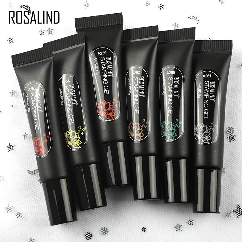 Гель лак ROSALIND для стемпинга гибридный полуперманентный УФ ногтей пластина