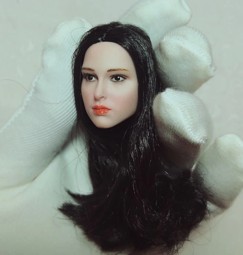 

1/6 Long Black Hair Natalie Portman Head for 12'' Figures