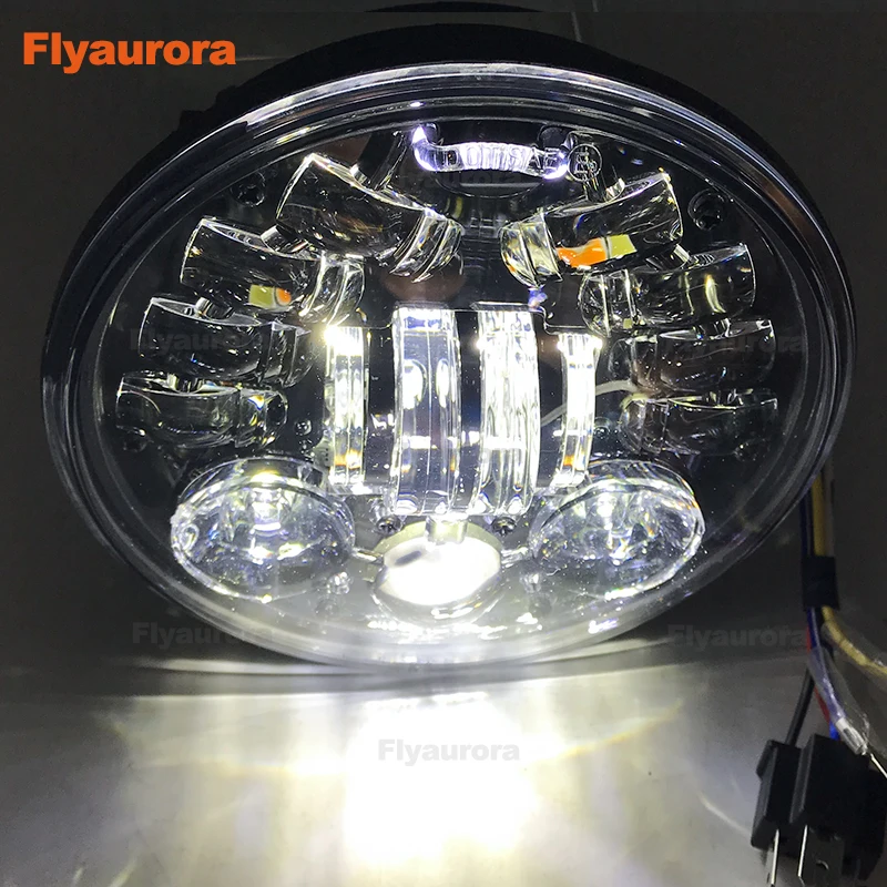 5.75&quot Projector Headlight with Lamp Shell Bracket For Cafe racers Kawasaki Vulcan Honda Suzuki Motorcycle Flyaurora |
