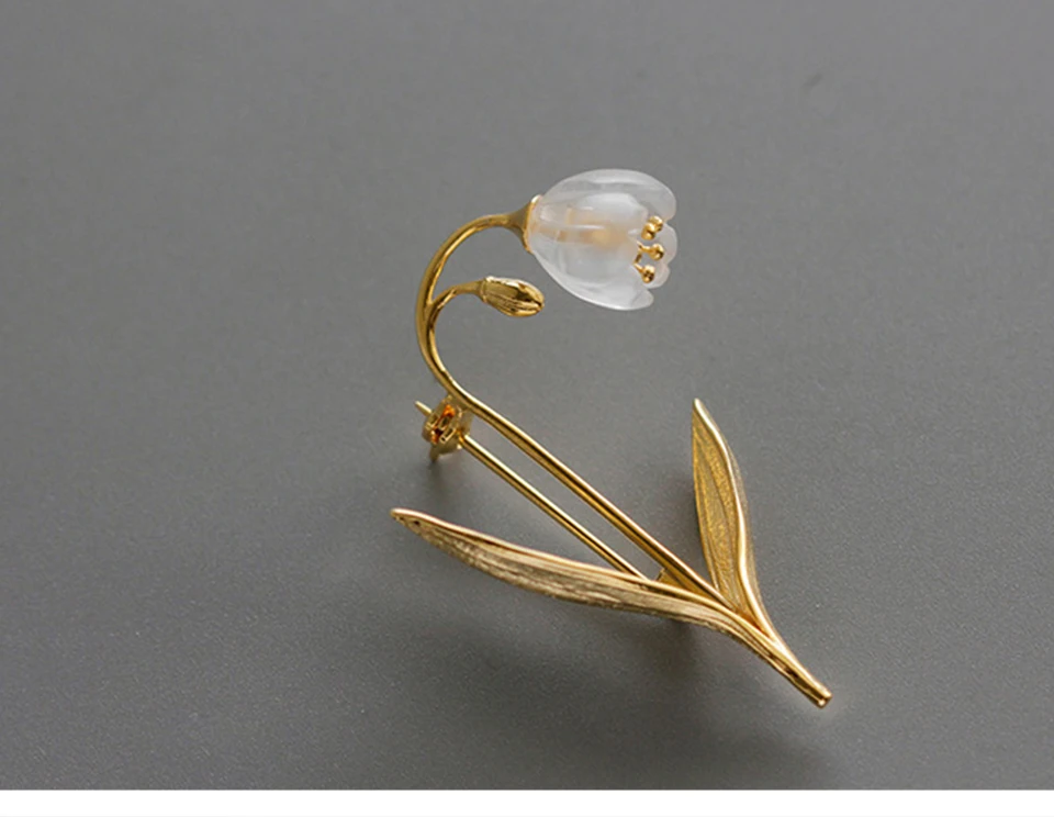 Lotus Fun реальные 925 серебро ручной работы Fine Jewelry Природный кристалл ландыш цветок броши для Для женщин Brincos
