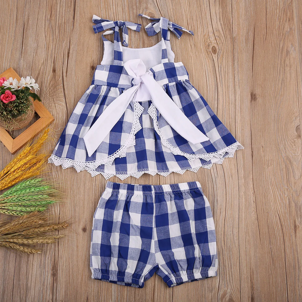 Детское клетчатое платье для маленьких девочек + штаны комплект из 2 предметов