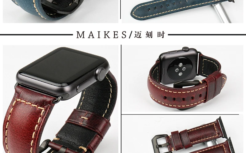 MAIKES, винтажный кожаный ремешок для Apple Watch, ремешок 44 мм, 40 мм, серия 4, 3, 2, 1, ремешок iWatch, ремешок для Apple Watch, 42 мм, 38 мм