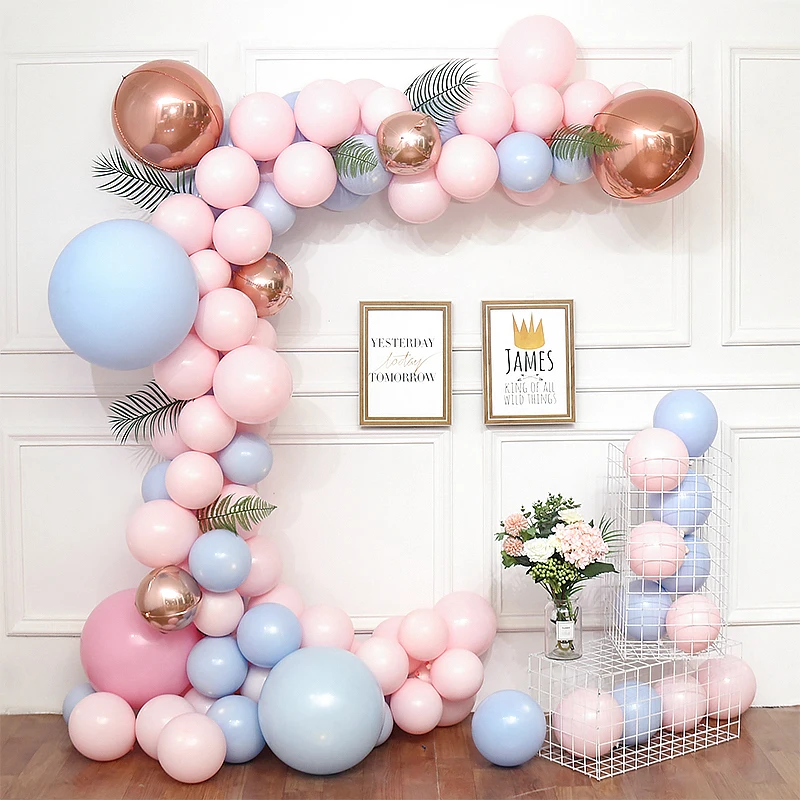 108 шт. розовый шар Макарон Комплект гирлянды 1" латексный Pinkx70 Bluex30 18" Розовый Золотой фольгированный шар x 2 1" x 2 5 м воздушный шар цепь лист
