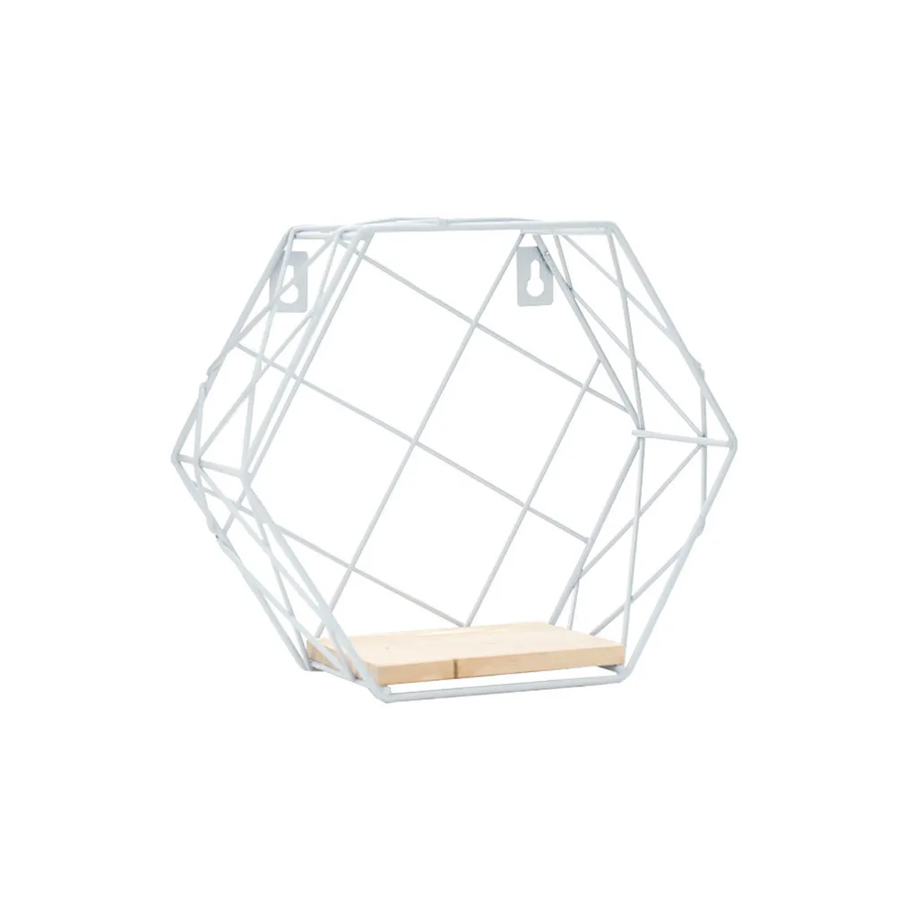 Grid white S Инновационная настенная полка-органайзер из пеньковой веревки, шестигранная железная полка для украшения ванной комнаты, полка для дома Etagere - Цвет: Grid white S