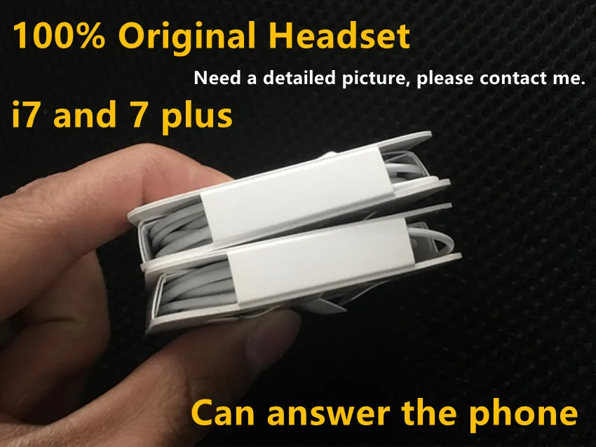 50pcs/lot With packaging 100% Genuine Original Quality headset in ear headphones earphone Remote Mic for i 7 plus 6 6s |