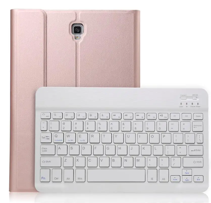 Ультра тонкий сплит беспроводной Bluetooth клавиатура кожаный чехол для Samsung Galaxy Tab. S4 10,5 дюймов T830 планшеты клавиатуры чехлы - Цвет: Rose Gold