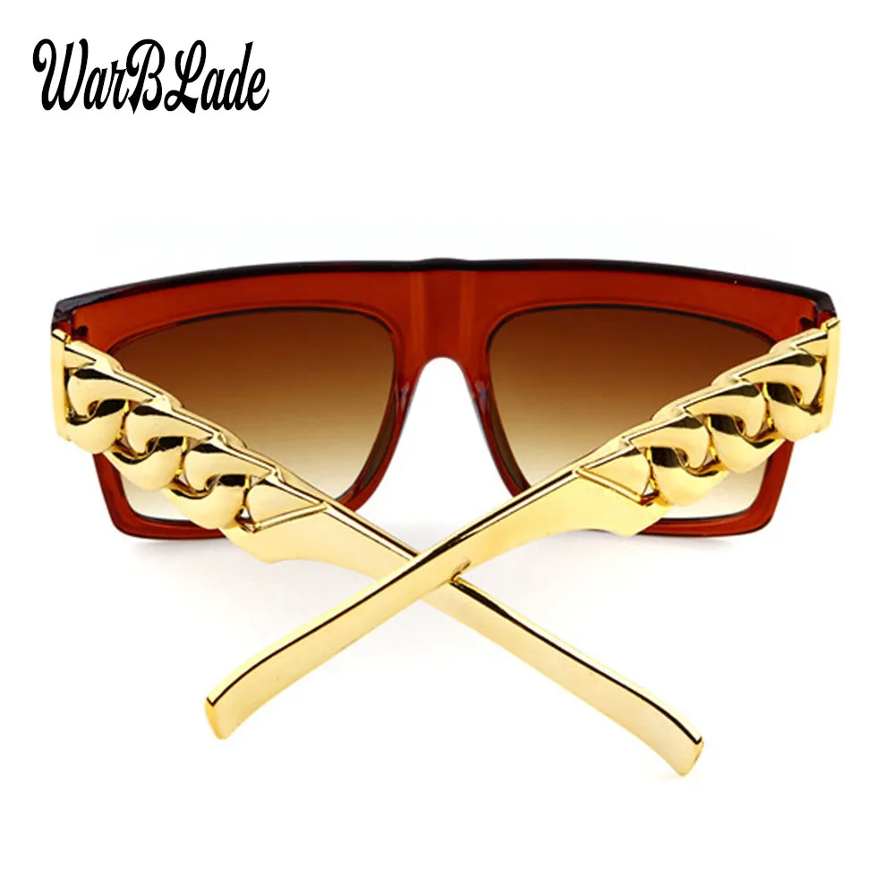 WarBLade 2018 Men Fashion Gold Metal Chain Kim Kardashian Beyonce Sunglasses Vintage Hip Hop Sun Glasses Gafas De Sol UV400 images - 6
