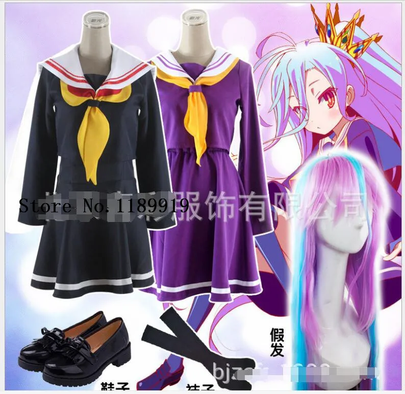 Маскарадный костюм No Game No Life Shiro Emboitement Heroine фиолетовый костюм моряка(топ+ юбка+ галстук-бабочка+ лента на плечо+ нарукавник