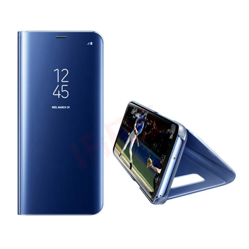Роскошное зеркальное покрытие чехол для телефона для samsung Galaxy A5 A7 крышка S7 S8 S9 для Galaxy J5 J7 вид кожаный умный флип-чехол