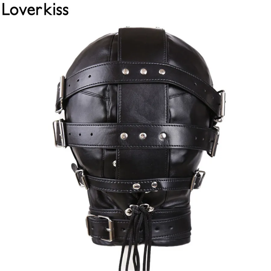 Маска для бондажа Loverkiss маска бандаж из искусственной кожи взрослых|bondage hood|head