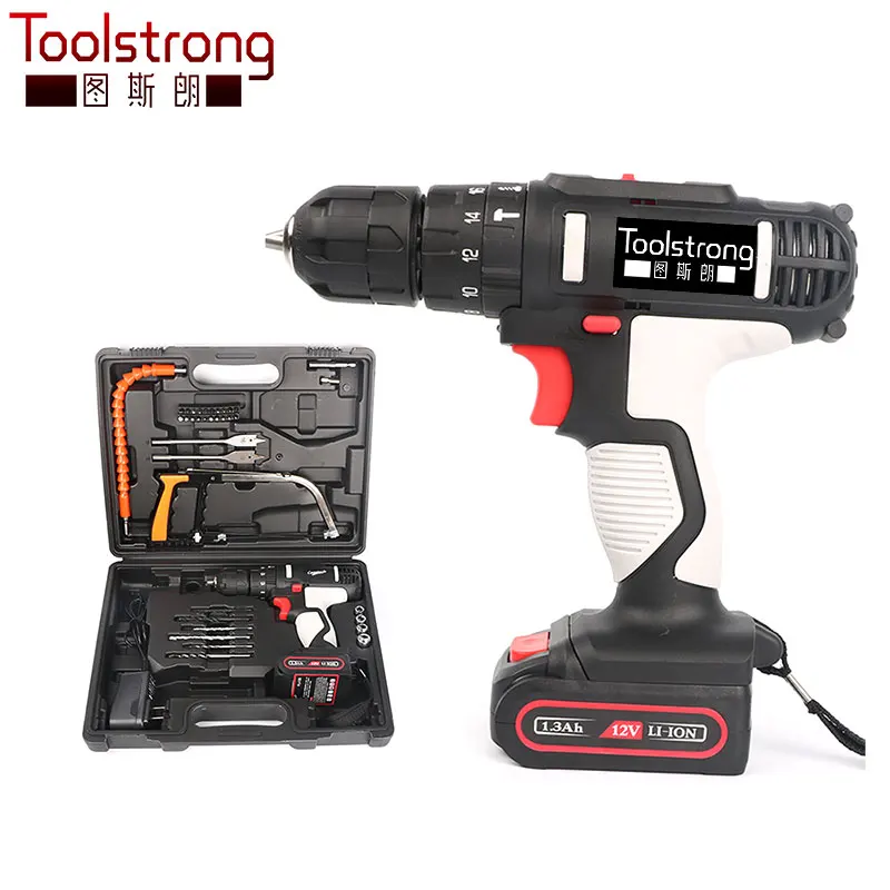 Toolstrong 2 скорости литиевая батарея электрическая отвертка ручная точная зарядка Аккумуляторная дрель крутящий момент дрель электроинструменты TSL-1504