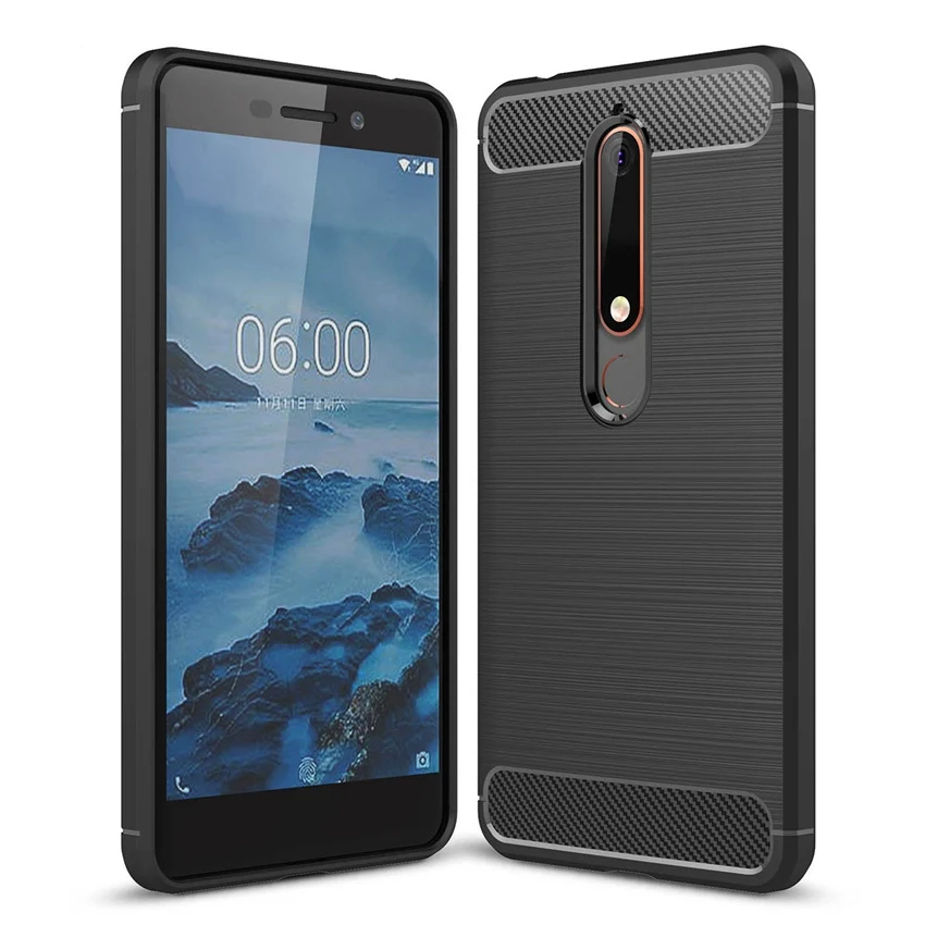 Роскошный мягкий карбоновый чехол для Nokia 6 1 2018 силиконовый задней панели