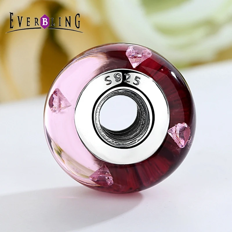 Everbling ювелирные изделия вишня Цвет сердце муранского Стекло 925 стерлингового