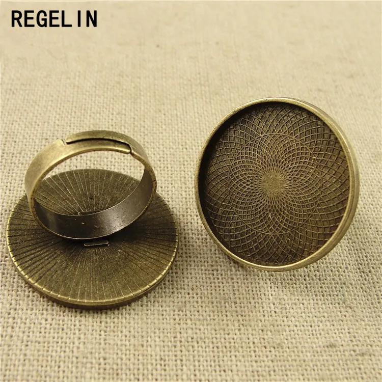 

REGELIN Antique Bronze Ring Settings inner 25 MM Couples 10pcs/lot Adjustable Finger Ring DIY Jewelry Making Findings